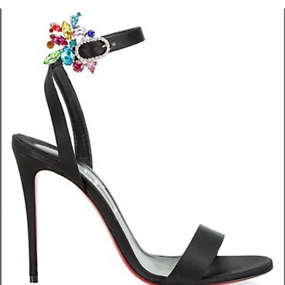 Christian Louboutin Goldie Joli Embellished Satin heels - Picture 2 of 5